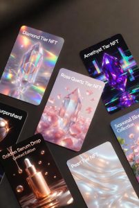 Digital NFT cards representing a beauty loyalty program